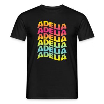 Adelia t-shirt t-shirt text wave effect - Men's T-Shirt - black - Front - AI Model Male 178 light (178cm)