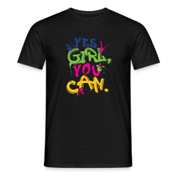 girl yes you can - Men's T-Shirt - black - Front - AI Model Male 178 light (178cm)