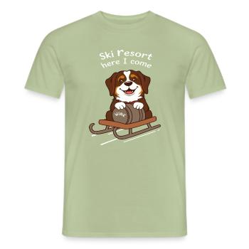 St. Bernard Dog - Men's T-Shirt - sage - Front - AI Model Male 178 light (178cm)