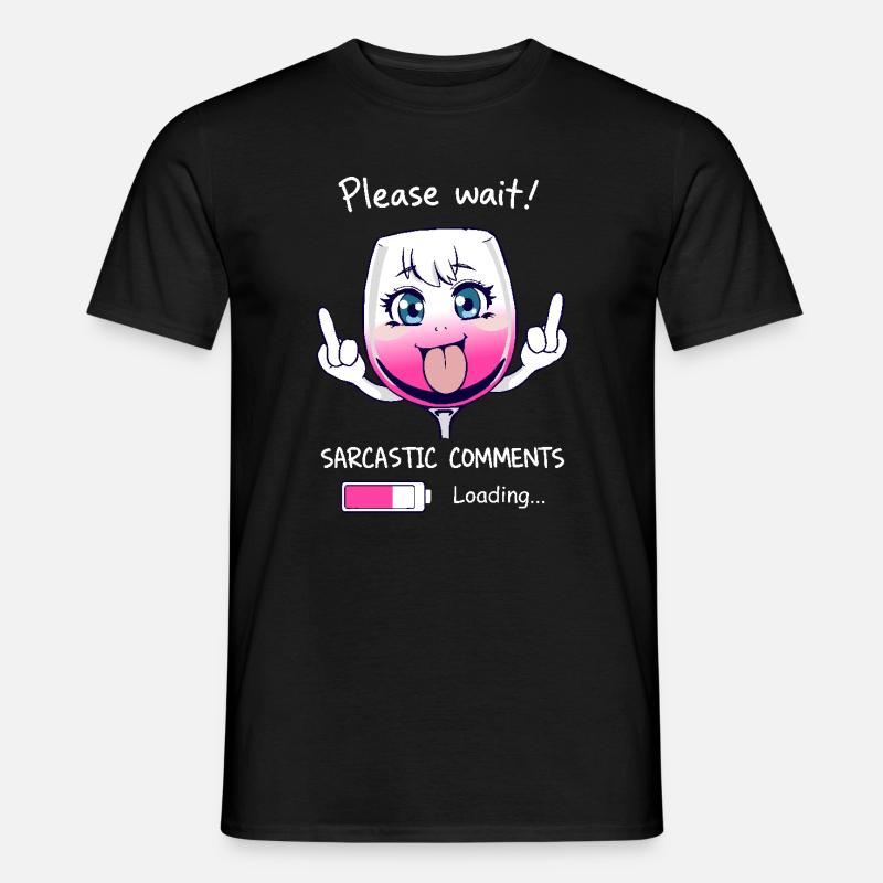 Sarkastisches Weinglas - Männer T-Shirt - Schwarz