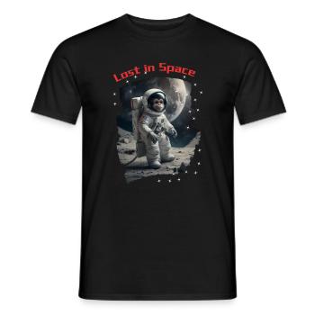 Lost in Space - Monkey as Astronaut - Men's T-Shirt - black - Front - AI Model Male 178 light (178cm)