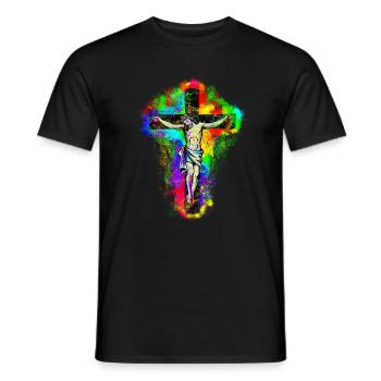 Jesus Christ Cross - Men's T-Shirt - black - Front - AI Model Male 178 light (178cm)