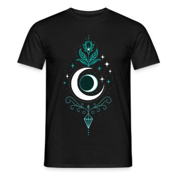 Mondpfeil mit Lotus und Kristall - Mond Spirit - Männer T-Shirt - Schwarz - Vorne - AI Model Male 178 light (178cm)