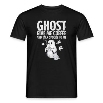 Spooky Coffee Ghost Illustration - Men's T-Shirt - black - Front - AI Model Male 178 light (178cm)