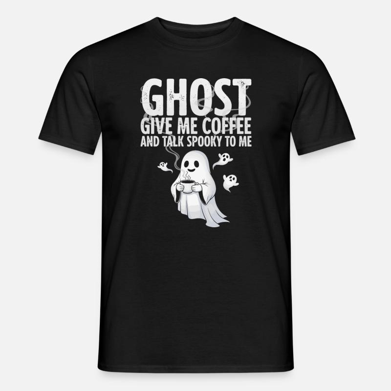 Spooky Coffee Ghost Illustration - Men’s T-shirt - black