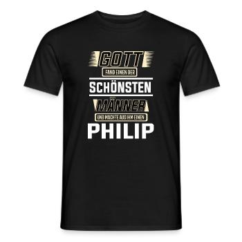 Philip the Most Beautiful Man of God Shaped Design - Men's T-Shirt - black - Front - AI Model Male 178 light (178cm)