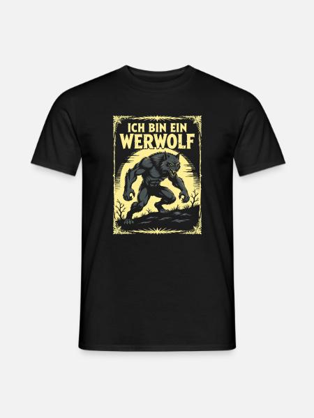 Werwolf Kostüm Halloween Mond Grusel gruselig  - Mænd T-shirt - sort