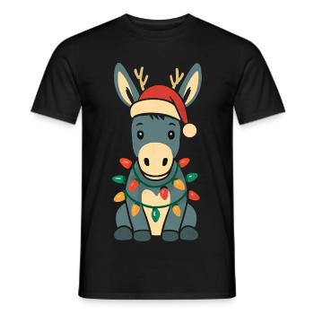 Cute donkey Christmas elf costume partner look - Men's T-Shirt - black - Front - AI Model Male 178 light (178cm)