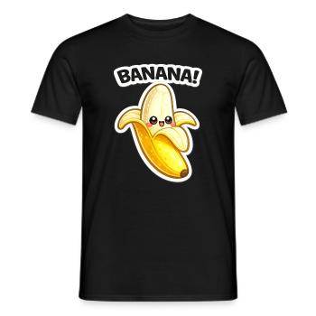 Impression de banane dessinée Kawaii - T-shirt homme - noir - Devant - AI Model Male 178 light (178cm)