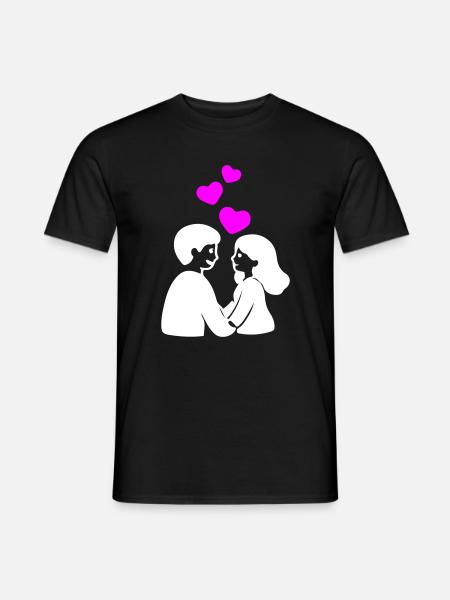 Verliebt Paar Herz - Männer T-Shirt - Schwarz