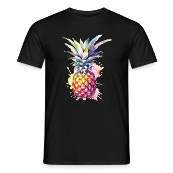 Pineapple Watercolor - Men's T-Shirt - black - Front - AI Model Male 178 light (178cm)