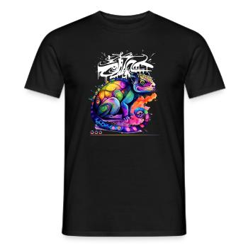 Graffiti caméléon coloré - T-shirt homme - noir - Devant - AI Model Male 178 light (178cm)