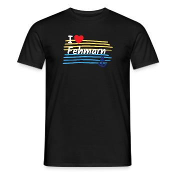 I love Fehmarn coastal look - Men's T-Shirt - black - Front - AI Model Male 178 light (178cm)