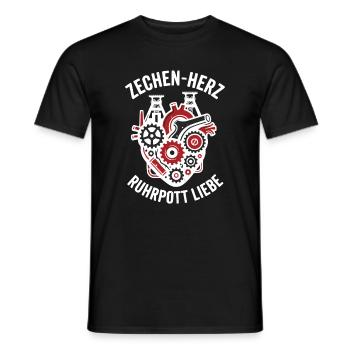 Zechen Herz, Ruhrpott Shirt, Hoodie, Tasche, Tasse - Männer T-Shirt - Schwarz - Vorne - AI Model Male 178 light (178cm)
