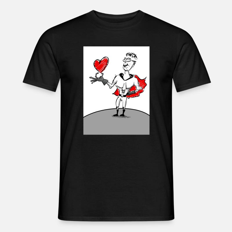 Herzheld: Superheld mit Herz - Männer T-Shirt - Schwarz