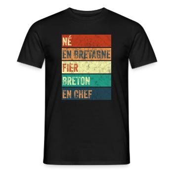 Né en Bretagne Fier Breton - T-shirt homme - noir - Devant - AI Model Male 178 light (178cm)