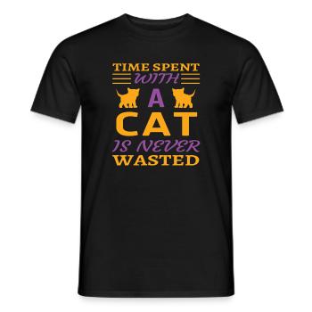 Spent time with cat - Men's T-Shirt - black - Front - AI Model Male 178 light (178cm)