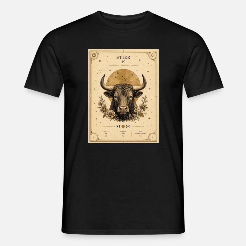 Stier Sternzeichen Vintage - Männer T-Shirt - Schwarz