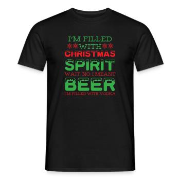 Filled with christmas spirit beer - Men's T-Shirt - black - Front - AI Model Male 178 light (178cm)
