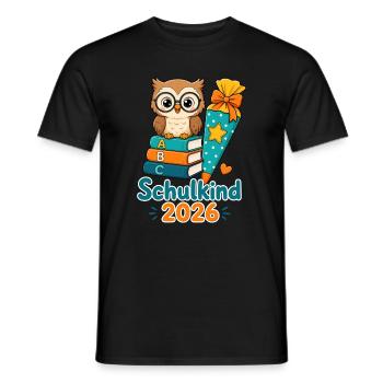 Schulkind 2026 Eule Einschulung - Männer T-Shirt - Schwarz - Vorne - AI Model Male 178 light (178cm)