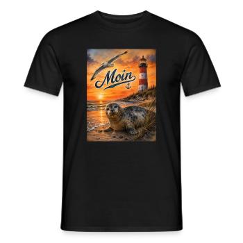 Sonnenuntergang am Meer Seehund - Männer T-Shirt - Schwarz - Vorne - AI Model Male 178 light (178cm)