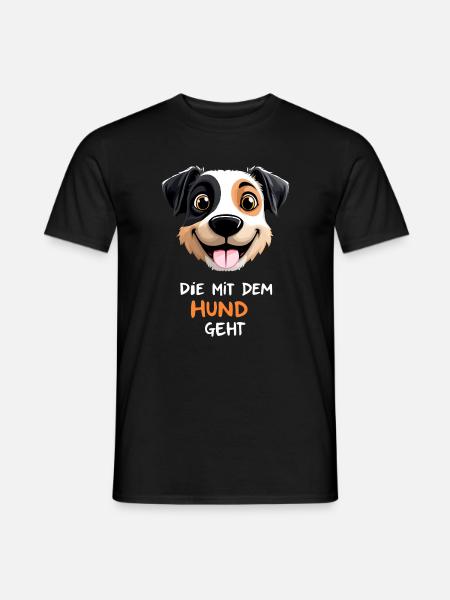 Hundengesicht Cartoon mit Spruch - Männer T-Shirt - Schwarz
