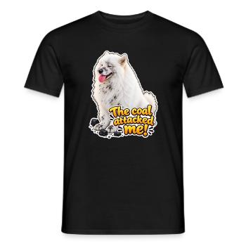 Der Hund und der Kohleangriff – Ein spielerisches Design - Männer T-Shirt - Schwarz - Vorne - AI Model Male 178 light (178cm)