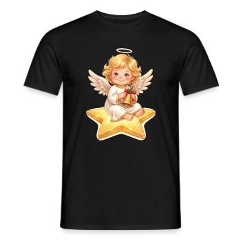 Engelchen mit Glocke, Sternenzauber - Männer T-Shirt - Schwarz - Vorne - AI Model Male 178 light (178cm)