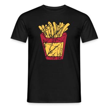 vintage old retro scratch worn cracks french fries - Men's T-Shirt - black - Front - AI Model Male 178 light (178cm)