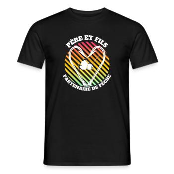Père et fils, partenaire de pêche passion pêcheur. - T-shirt homme - noir - Devant - AI Model Male 178 light (178cm)