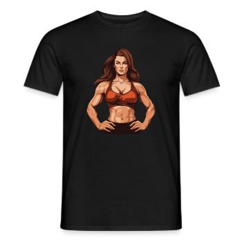 Femme Muscles Fille Fitness - T-shirt homme - noir - Devant - AI Model Male 178 light (178cm)