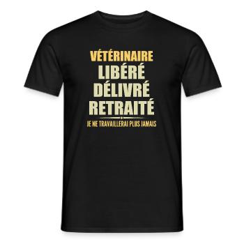 Veterinarian Celebrates Retirement with Humor Gift - Men's T-Shirt - black - Front - AI Model Male 178 light (178cm)