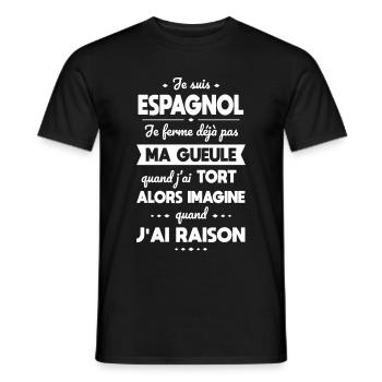 Je suis Espagnol - Je ferme pas ma gueule - T-shirt homme - noir - Devant - AI Model Male 178 light (178cm)