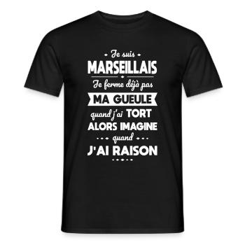 Je suis Marseillais - Je ferme pas ma gueule - T-shirt homme - noir - Devant - AI Model Male 178 light (178cm)