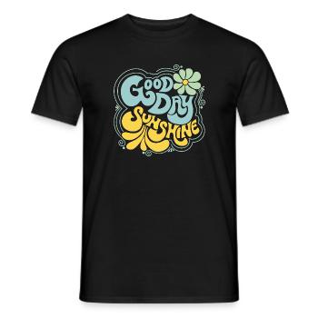 Bonne journée et fleur - T-shirt homme - noir - Devant - AI Model Male 178 light (178cm)