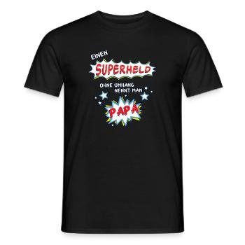 Einen Superheld ohne Umhang nennt man Papa - Männer T-Shirt - Schwarz - Vorne - AI Model Male 178 light (178cm)