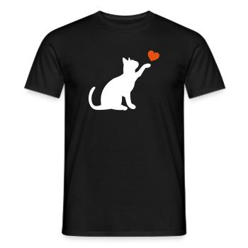 Cat Heart Kitten Silhouette Cat Lady Cats - Men's T-Shirt - black - Front - AI Model Male 178 light (178cm)