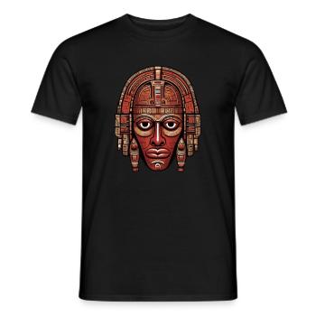 Kunstvoll farbenfrohe Inka Aztekenmaske - Männer T-Shirt - Schwarz - Vorne - AI Model Male 178 light (178cm)