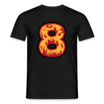 Nummer 8 mit Flammen - Zahl acht mit Feuer 🔥 - Männer T-Shirt - Schwarz - Vorne - AI Model Male 178 light (178cm)