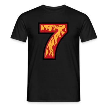 Nummer sieben mit Flammen - Zahl 7 mit Feuer 🔥 - Männer T-Shirt - Schwarz - Vorne - AI Model Male 178 light (178cm)