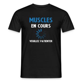 Muscle Building: Ongoing Please Wait - Men's T-Shirt - black - Front - AI Model Male 178 light (178cm)