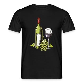 Wine Glass Grapes Wine - Men's T-Shirt - black - Front - AI Model Male 178 light (178cm)