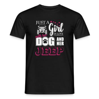 Juste une fille amoureuse de son chien et de ses jeeps - T-shirt homme - noir - Devant - AI Model Male 178 light (178cm)