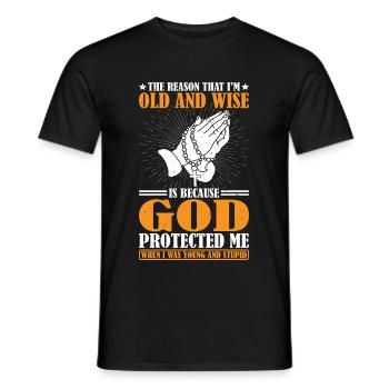 God Protected Me When I Was Young And Stupid 6 - Männer T-Shirt - Schwarz - Vorne - AI Model Male 178 light (178cm)