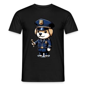 Chien mignon policier - T-shirt homme - noir - Devant - AI Model Male 178 light (178cm)