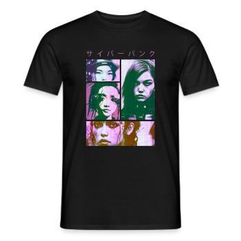 T-shirt fille Cyberpunk - T-shirt homme - noir - Devant - AI Model Male 178 light (178cm)