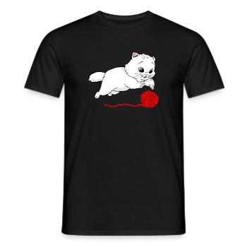 Un chat et une boule de fil - T-shirt homme - noir - Devant - AI Model Male 178 light (178cm)