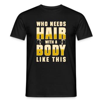 calvitie, assiette, perte de cheveux, coupe de cheveux - T-shirt homme - noir - Devant - AI Model Male 178 light (178cm)