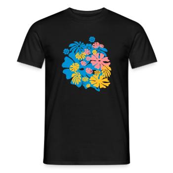 blüten blumen floral hawaii flippig 70er Jahre80er - Männer T-Shirt - Schwarz - Vorne - AI Model Male 178 light (178cm)