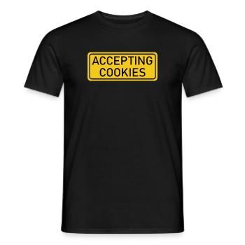 Accepter les cookies - signe d’avertissement jaune - T-shirt homme - noir - Devant - AI Model Male 178 light (178cm)